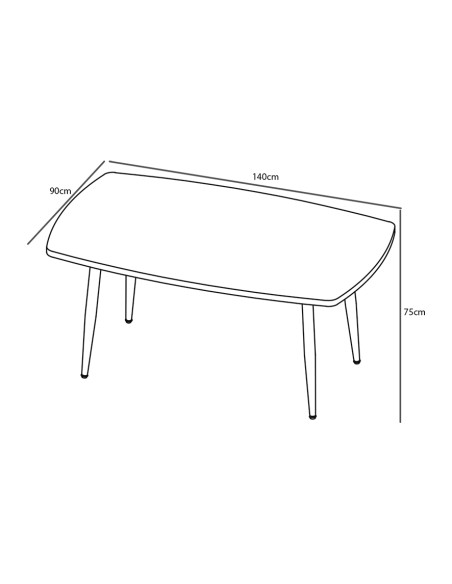Mesa de Comedor Rectangular Fija Hudson 140 × 90 cm
