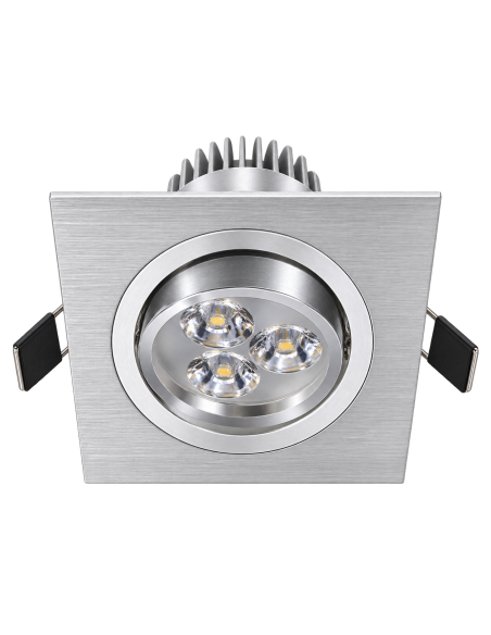Pack 3Uds. Foco LED Empotrable Cuadrado Aluminio 3W 270 Lúmenes 4500K Luz Neutra
