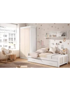Dormitorio juvenil a medida con cama nido y armario con colores a eleccion