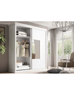 Armario dos puertas correderas con espejo central abierto