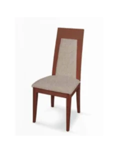 Silla de madera con asiento tapizado y respaldo de madera alcolchado