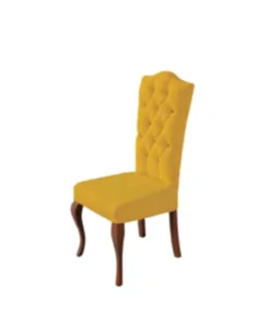 Silla de madera diseño romantico con pata isabelina y respaldo en capitone