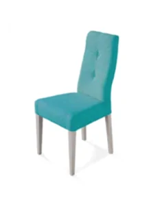 Silla de madera tapizada con respaldo capitone acolchado