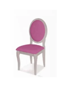 Silla diseño romantico con asiento tapizado y respaldo redondo acolchado