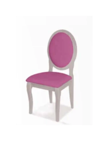 Silla diseño romantico con asiento tapizado y respaldo redondo acolchado