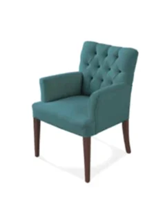 Sillon de madera con asiento capitone tapizado completo