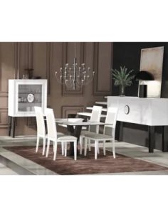 Salon comedor composicion moderna lacada blanca diseño