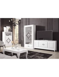 Salon comedor madera lacada color blanco
