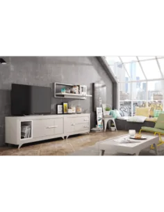 Mueble de salon con estanteria moderna tirador lineal