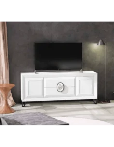 Bajo de tv lacado blanco moderno a medida