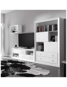 Composicion de salon colonial lacada color blanco modular