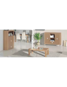 Composicion modular de comedor en chapa de madera barnizada