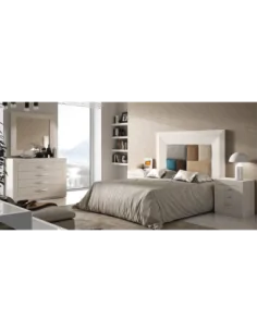 Conjunto de dormitorio de matrimonio moderno con tirador de asa y cabecero tapizado varios colores