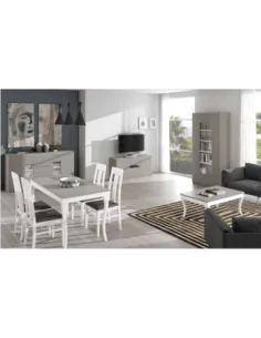 Conjunto salon comedor diseño moderno color cemento