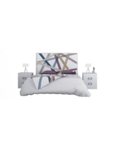 Conjunto de cabecero y dos mesitas de noche diseño moderno cabecero de rayas
