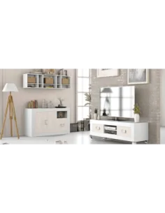 Conjunto de salon diseño moderno con frentes lisos lacados