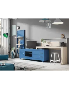 Conjunto de salon moderno en varios colores con escritorio integrado