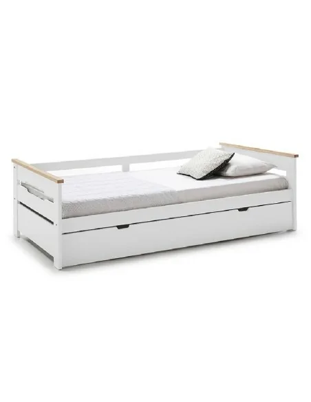 Cama nido con compartimentos 90 x 190 cm blanco y gris con colchón