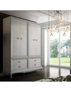 Armario estilo romantico con bancada isabelina de puertas y cajones