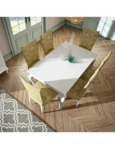 Mesa de comedor estilo romantico con pata isabelina