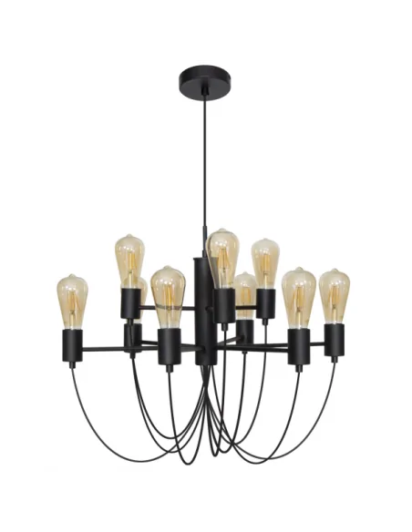 Lámpara de Techo AIXA 9xE27 Al.Reg.xD.60cm Negro