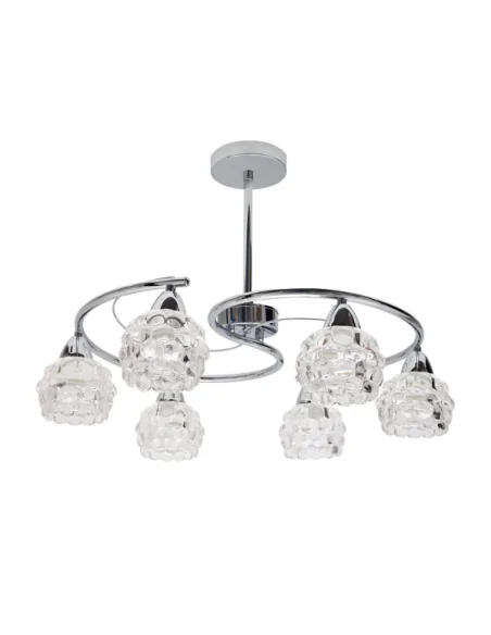 Lámpara de Techo TULIPA GLASS 6xE14 Al.Reg.xD.62cm Cromo
